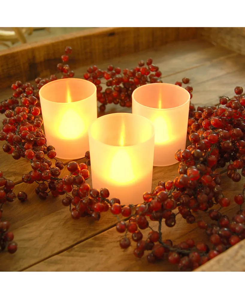 Lumabase Set of 6 Flickering Amber Led Lights in Frosted Votive Holders Cups