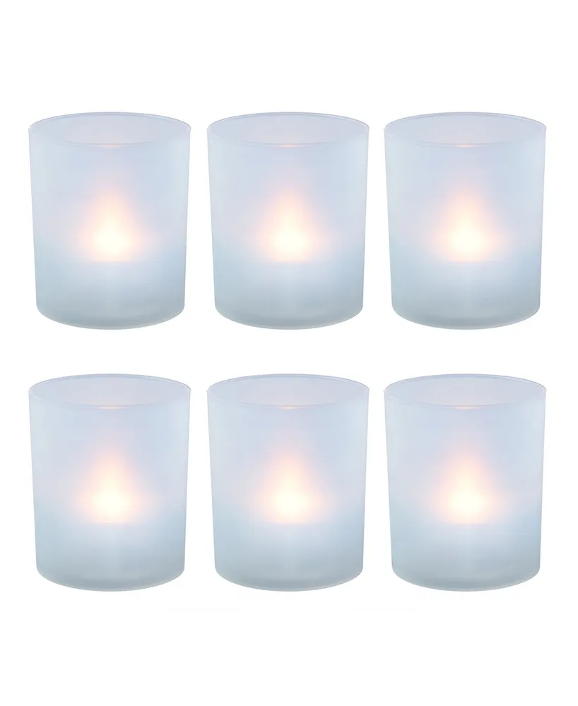 Lumabase Set of 6 Flickering Warm White Led Lights in Frosted Votive Holders Cups