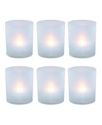 Lumabase Set of 6 Flickering Warm White Led Lights in Frosted Votive Holders Cups