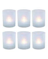 Lumabase Set of 6 Flickering Warm White Led Lights in Frosted Votive Holders Cups