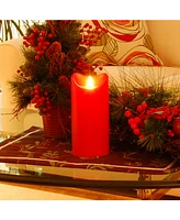 Lumabase 7" Red Battery Operated Led Candle with Moving Flame