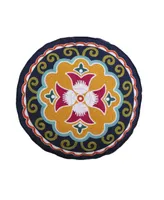 Levtex Amelie Boho Vibrant Embroidered Decorative Pillow, 18" Round