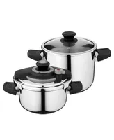 BergHOFF Vita 4 Piece Stainless Steel 7.4 Qt and 4.2 Qt Pressure Cooker Set