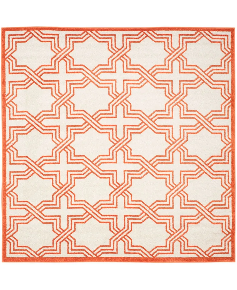 Safavieh Amherst AMT413 Ivory and Orange 7' x 7' Square Area Rug