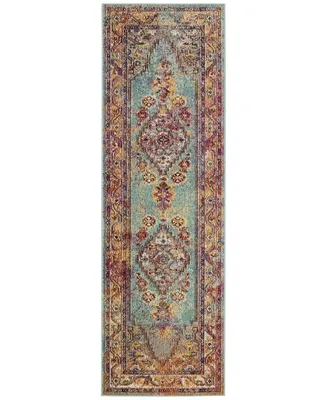 Safavieh Crystal CRS507 Light Blue and Orange 2'2" x 7' Runner Area Rug