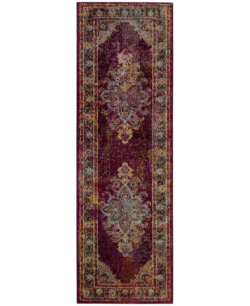 Safavieh Crystal CRS508 Ruby and Navy 2'2" x 7' Runner Area Rug