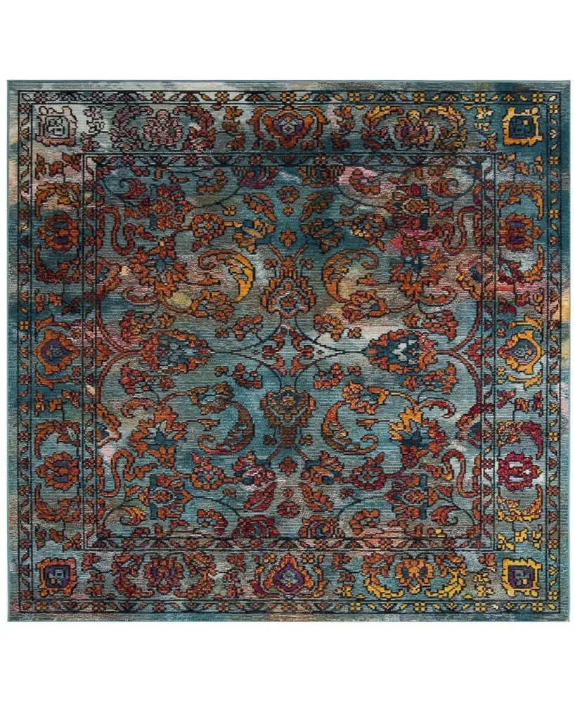 Safavieh Crystal CRS515 Light Blue and Orange 7' x 7' Square Area Rug