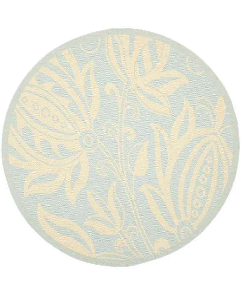 Safavieh Courtyard CY6109 Aqua and Cream 6'7" x 6'7" Round Outdoor Area Rug