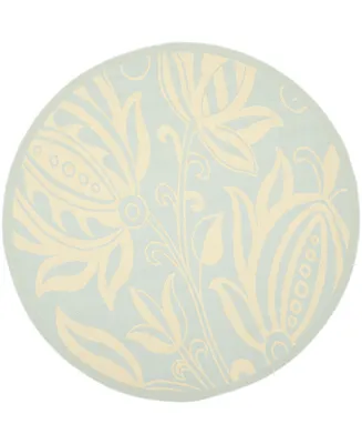 Safavieh Courtyard CY6109 Aqua and Cream 6'7" x 6'7" Round Outdoor Area Rug