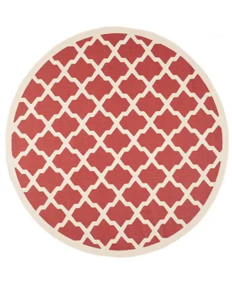 Safavieh Courtyard CY6903 Red and Bone 7'10" x 7'10" Sisal Weave Round Outdoor Area Rug