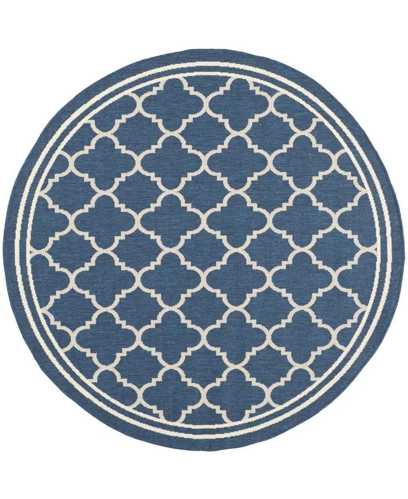 Safavieh Courtyard CY6918 Navy and Beige 5'3" x 5'3" Sisal Weave Round Outdoor Area Rug