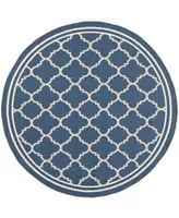 Safavieh Courtyard CY6918 Navy and Beige 5'3" x 5'3" Sisal Weave Round Outdoor Area Rug