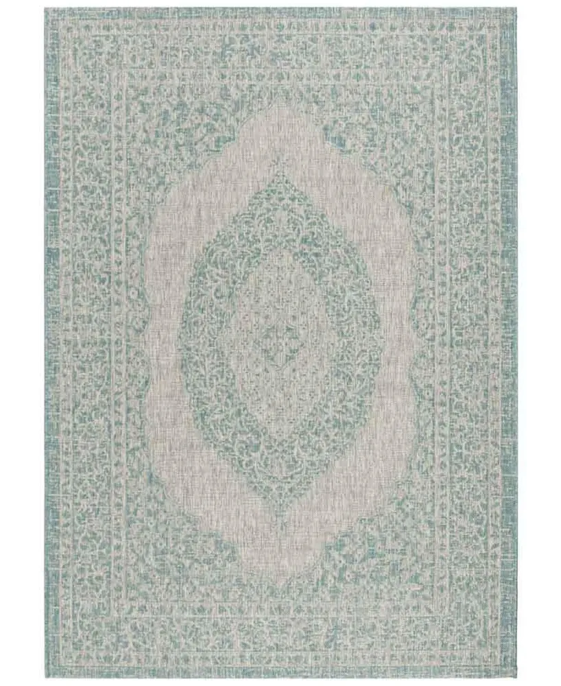 Safavieh Courtyard CY8751 Light Gray and Aqua 5'3" x 7'7" Sisal Weave Outdoor Area Rug