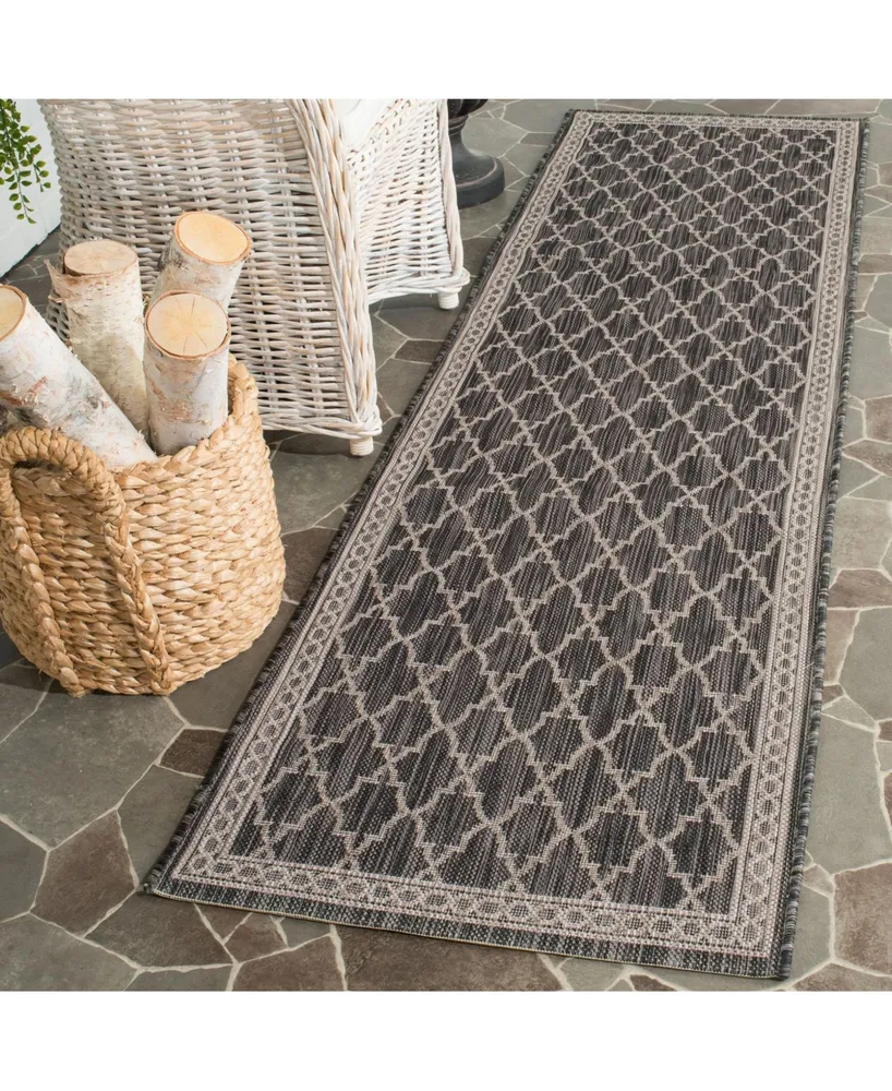 Safavieh Courtyard CY8871 Black and Beige 2'3" x 8' Runner Outdoor Area Rug