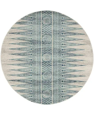 Safavieh Evoke Ivory and Turquoise 6'7" x 6'7" Round Area Rug