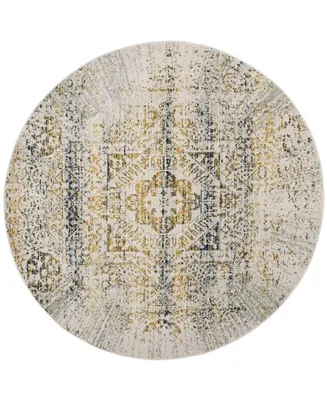 Safavieh Evoke EVK232 Ivory and Blue 6'7" x 6'7" Round Area Rug