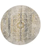 Safavieh Evoke EVK232 Ivory and Blue 6'7" x 6'7" Round Area Rug