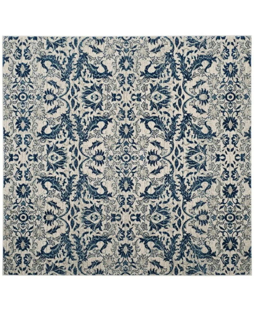 Safavieh Evoke EVK238 Ivory and Blue 6'7" x 6'7" Square Area Rug