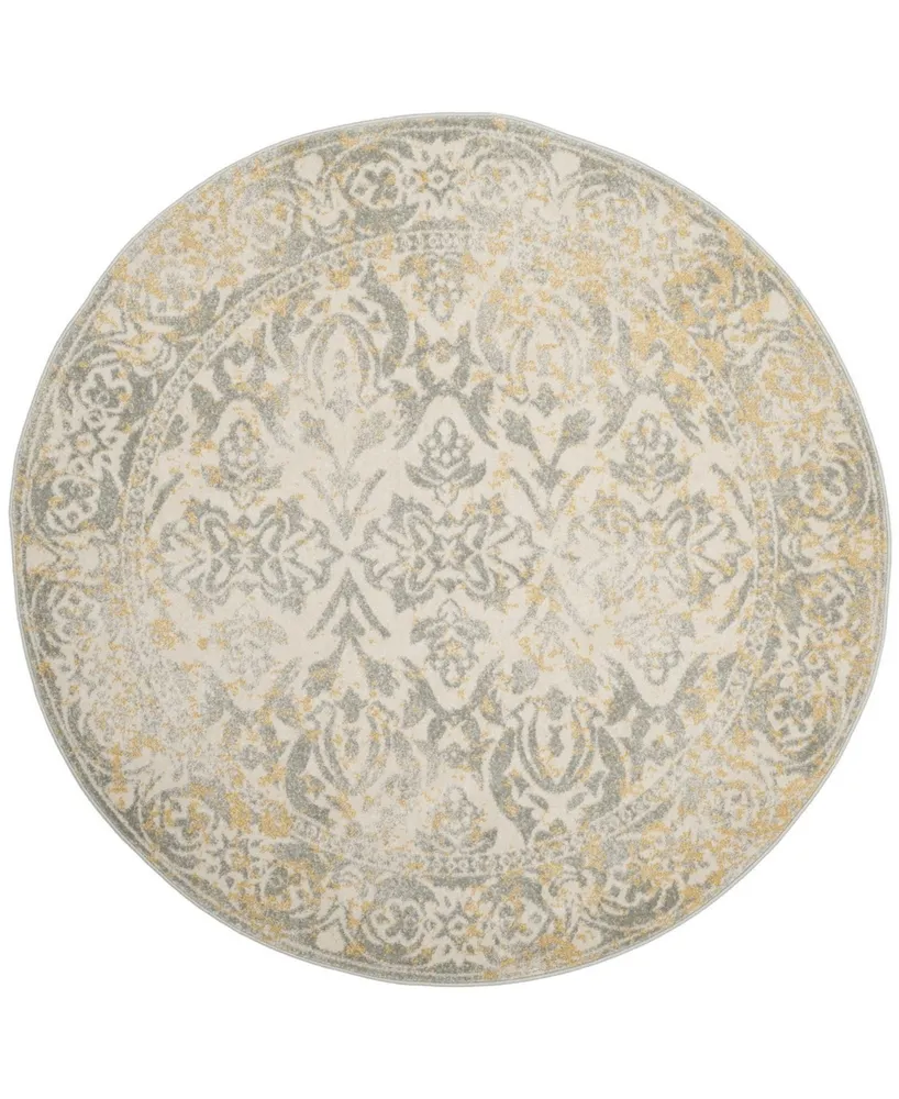 Safavieh Evoke EVK264 Ivory and Gray 5'1" x 5'1" Round Area Rug