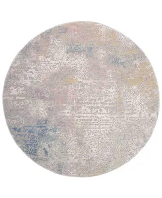 Safavieh Meadow MDW181 Gray and Gold 6'7" x 6'7" Round Area Rug
