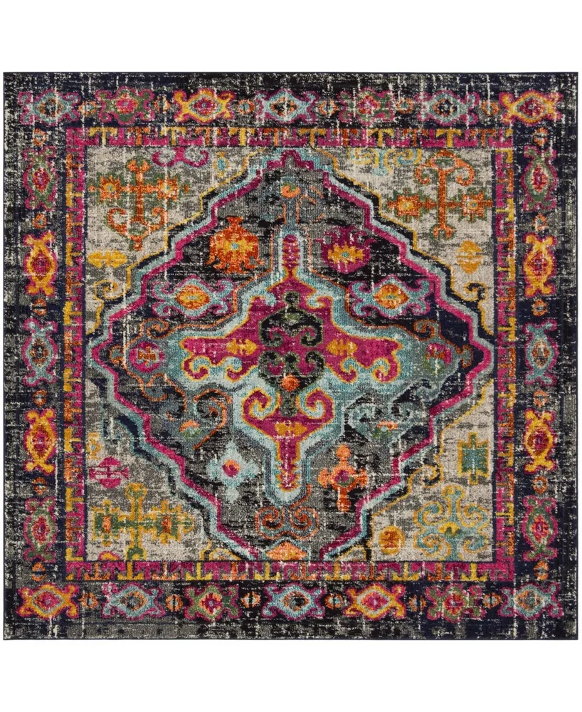 Safavieh Monaco MNC247 Gray and Fuchsia 6'7" x 6'7" Square Area Rug