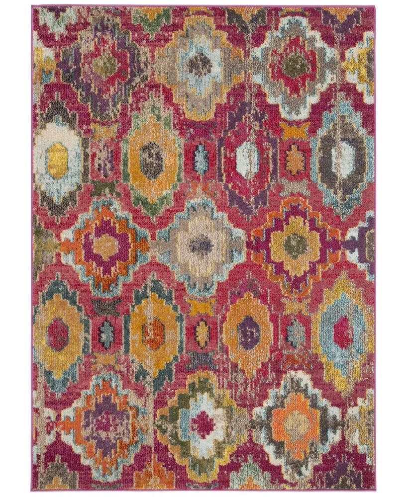 Safavieh Monaco MNC265 Red and Blue 4' x 5'7" Area Rug