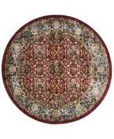 Safavieh Bijar BIJ632 Red and Royal 6'7" x 6'7" Round Area Rug