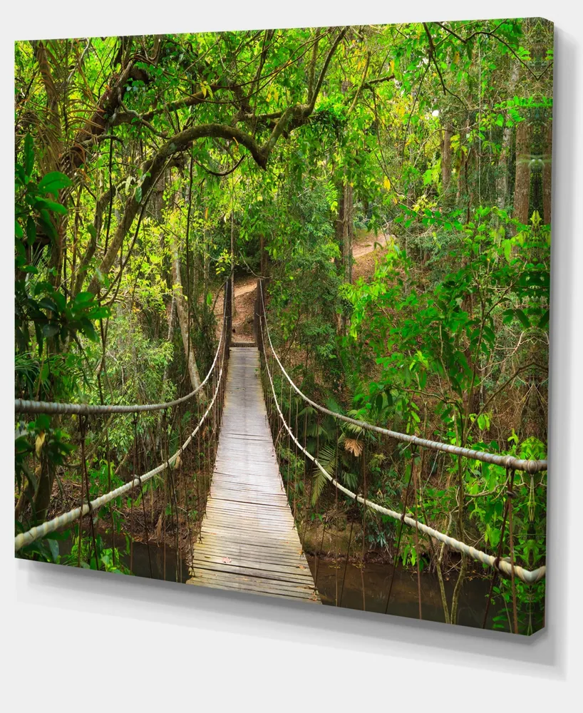 Bamboo Rope Bridge Forest Landscapes SINGLE CANVAS WALL ART Picture Print