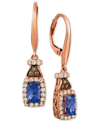 Le Vian Blueberry Tanzanite (3/4 ct. t.w.), Nude Diamond (1/2 ct. t.w.) and Chocolate Diamond (1/10 ct. t.w.) Earrings in 14k Rose Gold