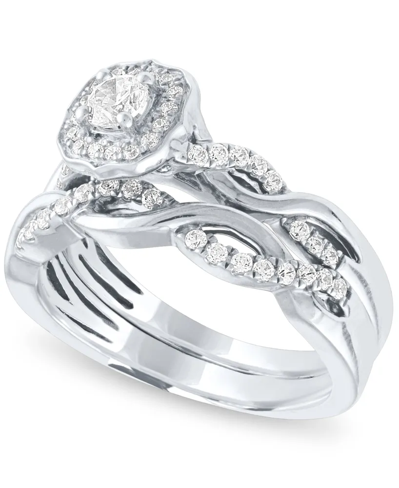 Diamond Halo Bridal Set (1/2 ct. t.w.) 14k White Gold