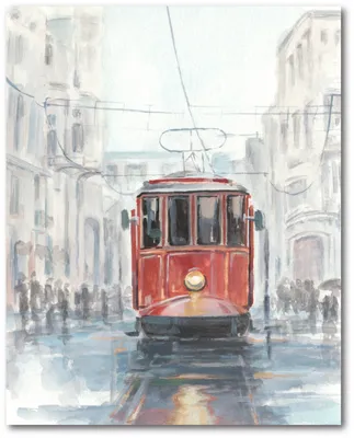 Courtside Market Watercolor Streetcar Study I Gallery-Wrapped Canvas Wall Art - 16" x 20"