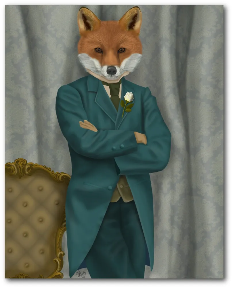 Courtside Market Fox Victorian Gentleman Portrait Gallery-Wrapped Canvas Wall Art - 16" x 20"