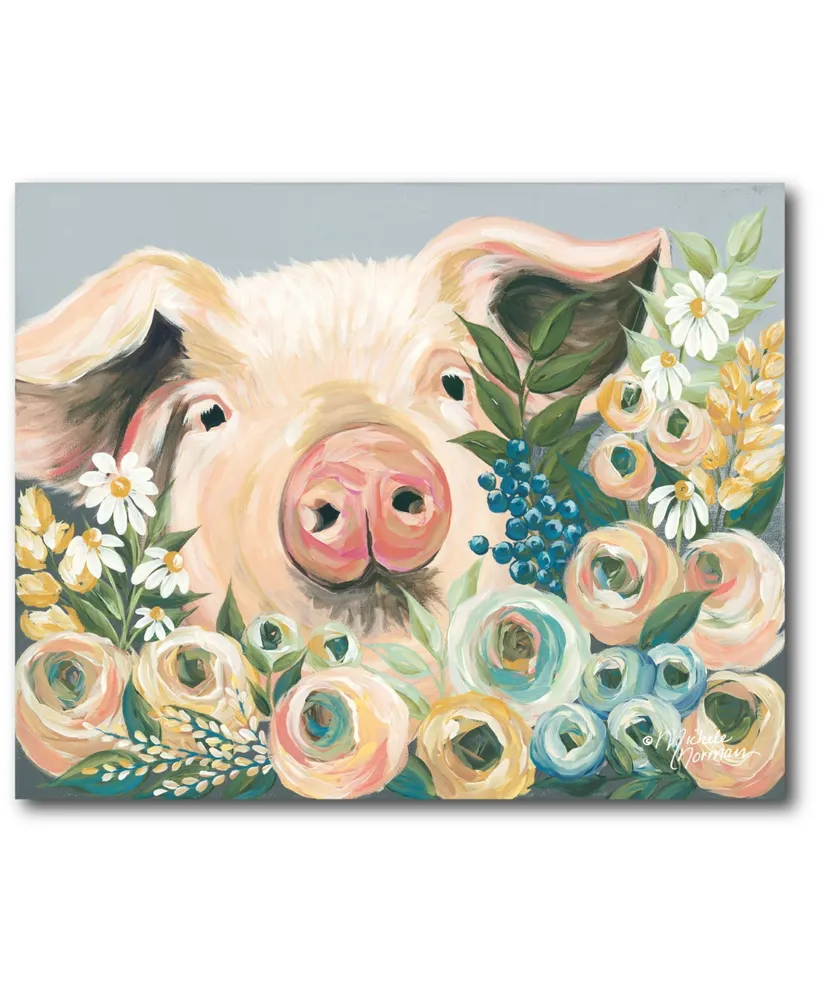 Courtside Market Pig in The Flower Garden Gallery-Wrapped Canvas Wall Art