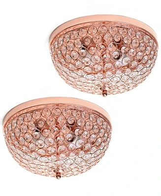 Elegant Designs 2 Light Elipse Crystal Flush Mount Ceiling Pack