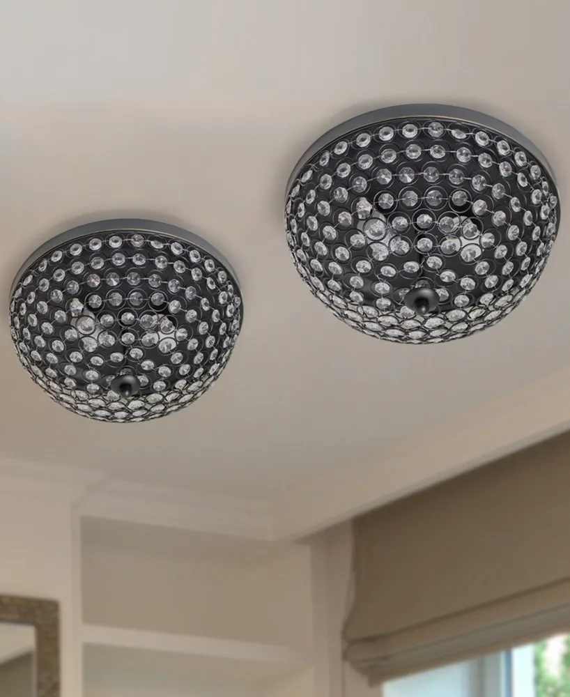 Elegant Designs 2 Light Elipse Crystal Flush Mount Ceiling Pack