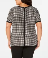 Anne Klein Plus Size Button-Back Short-Sleeve Top