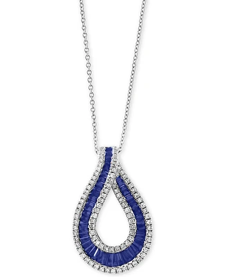 Effy Sapphire (1-5/8 ct .t.w.) & Diamond (3/8 ct. t.w) 18" Pendant Necklace in 14k White Gold