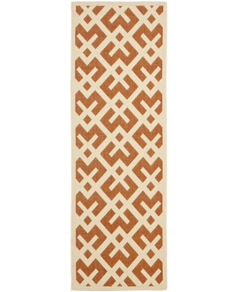 Safavieh Courtyard CY6915 Terracotta and Bone 2'3" x 10' Runner Outdoor Area Rug