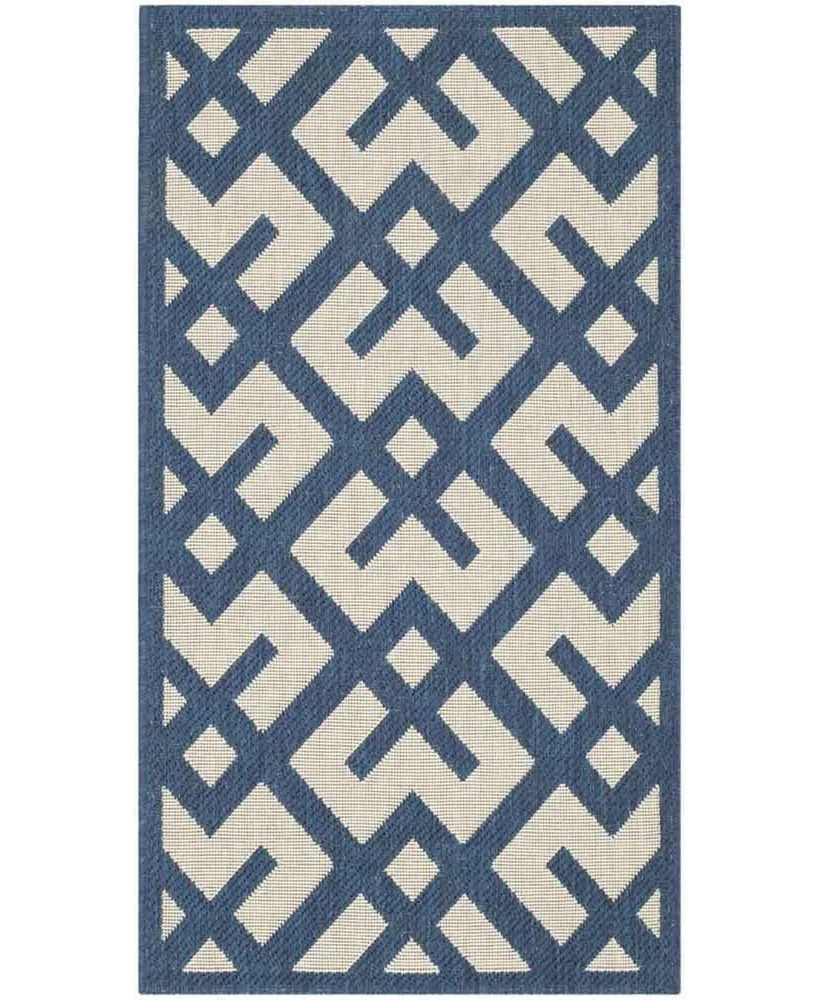 Safavieh Courtyard CY6915 Navy and Beige 2'7" x 5' Sisal Weave Outdoor Area Rug