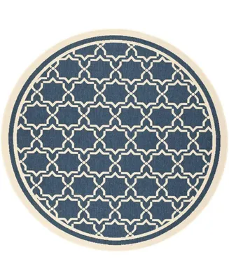 Safavieh Courtyard CY6916 Navy and Beige 5'3" x 5'3" Sisal Weave Round Outdoor Area Rug