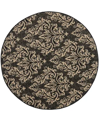 Safavieh Courtyard CY6930 Black and Creme 6'7" x 6'7" Round Outdoor Area Rug