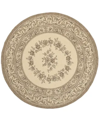 Safavieh Courtyard CY7208 Creme and Brown 6'7" x 6'7" Sisal Weave Round Outdoor Area Rug