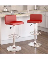 Corliving Low Back Adjustable Barstool in Leatherette, Set of 2