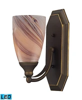 1 Light Vanity in Aged Bronze and Creme Glass - Led Offering Up To 800 Lumens (60 Watt Equivalent)