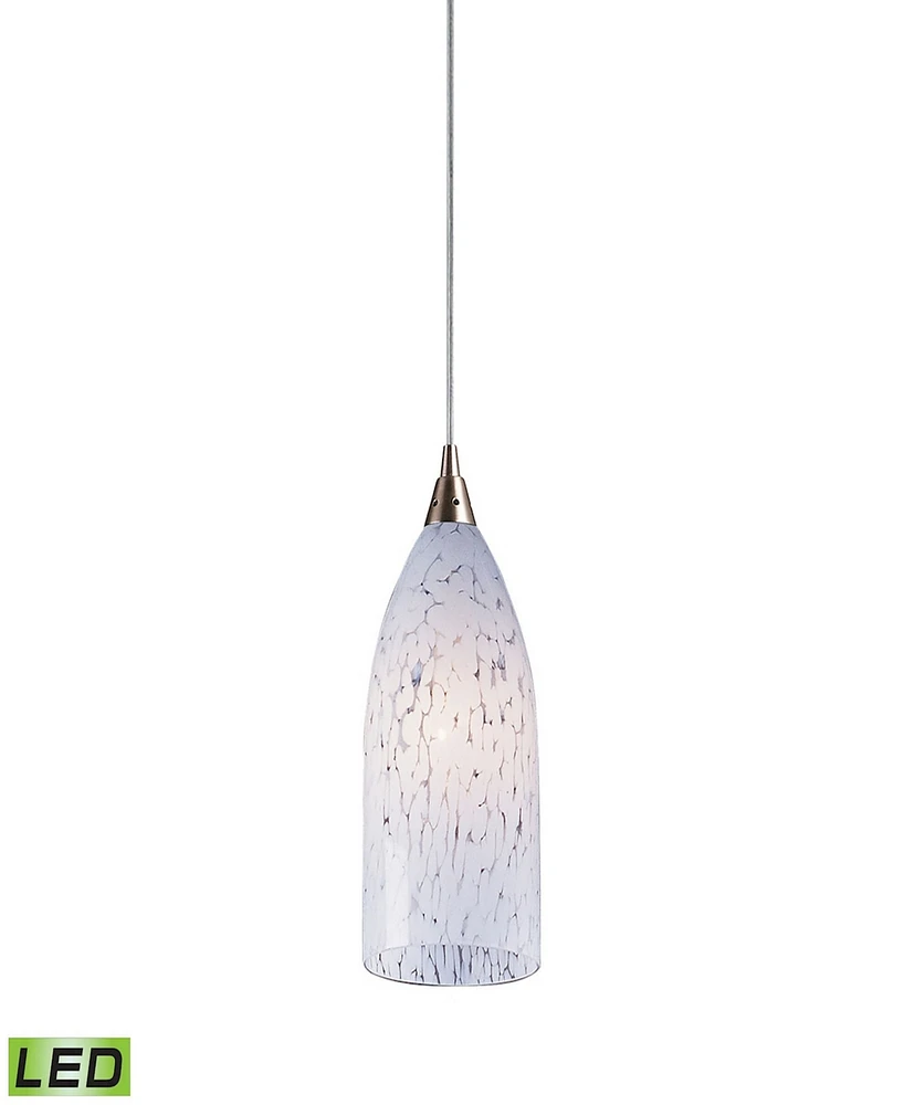 1 Light Pendant in Satin Nickel and Snow White Glass - Led Offering Up To 800 Lumens (60 Watt Equivalent)