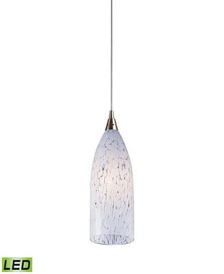 1 Light Pendant in Satin Nickel and Snow White Glass - Led Offering Up To 800 Lumens (60 Watt Equivalent)