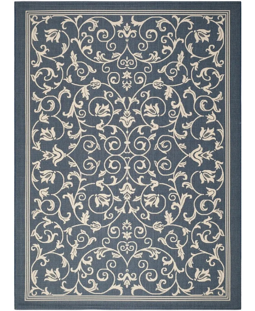 Safavieh Courtyard CY2098 Navy and Beige 4' x 5'7" Sisal Weave Outdoor Area Rug