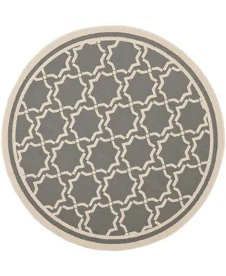 Safavieh Courtyard CY6916 Anthracite and Beige 6'7" x 6'7" Round Outdoor Area Rug