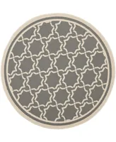 Safavieh Courtyard CY6916 Anthracite and Beige 6'7" x 6'7" Round Outdoor Area Rug