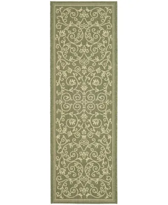 Safavieh Courtyard CY2098 Olive and Natural 7'10" x 7'10" Round Outdoor Area Rug